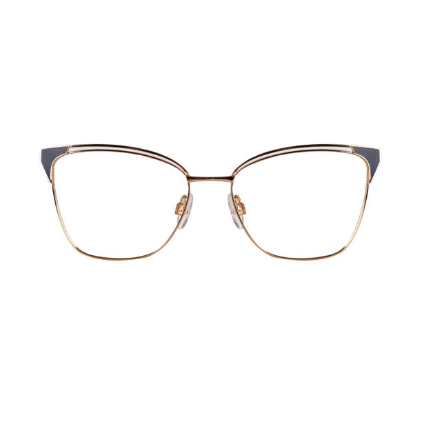 istock Fashionable glasses with a thin gold frame. Silver elements. Prescription glasses for men with a fashionable shape. Without background. 1470442379