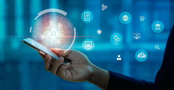 istock Digital transformation technology strategy, IoT, internet of things. Businessman using smart phone with AI and Digital Icons on dark background. Ai machine learning technology. 1470442432