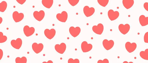Vector illustration of Cute hearts seamless pattern. Love valentine print background. Vector illustration