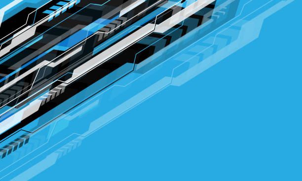 istock Abstract black grey line cyber futuristic technology geometric arrow dynamic on blue blank space creative design modern futuristic background vector 1470445094