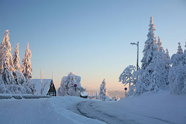 Road during winter stock photo