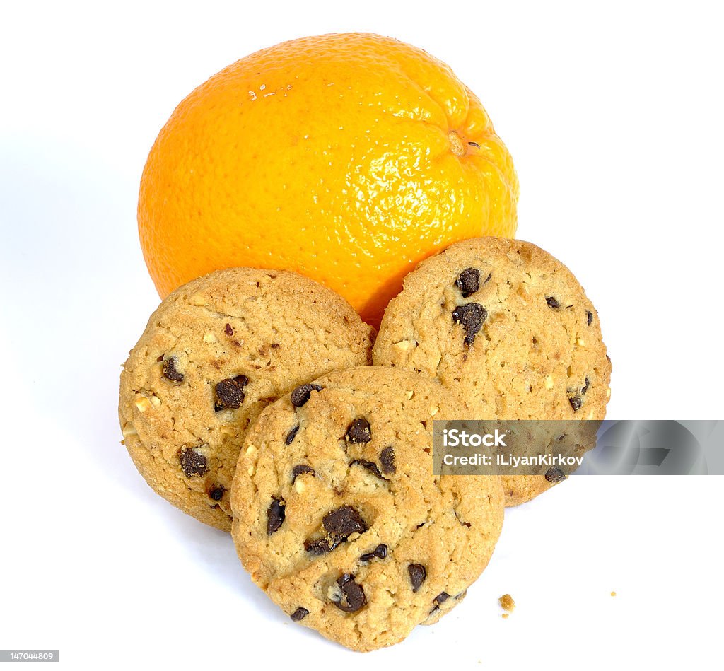 Orange o biscotti isolato su sfondo bianco - Foto stock royalty-free di Arancione