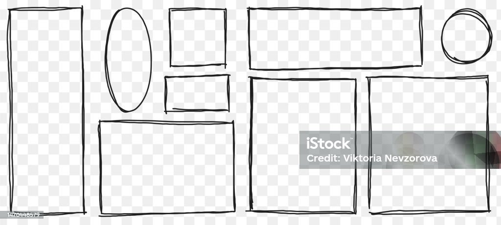 Rectangle Line Features Rectangle Frame Line Square Shape Outline On Hand Draw Style Vector ...