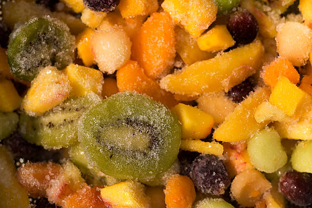 Frozen fruits - focus on detail stock photo