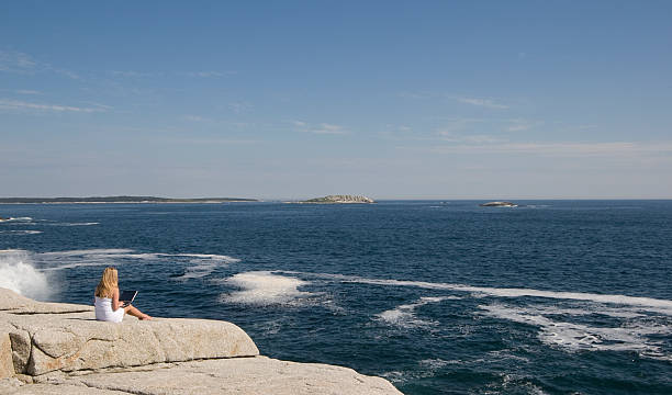 istock Laptop over the ocean 147045195