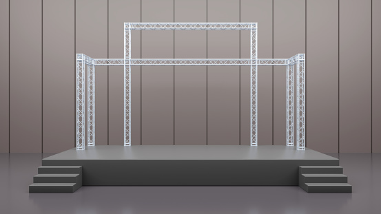 3D rendering of Simple stage design and truss system for presentation business