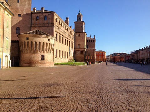 Panoramic view of the central square of the city of carpi