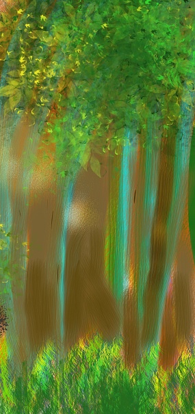 Abstract art of trees, leaves and plant