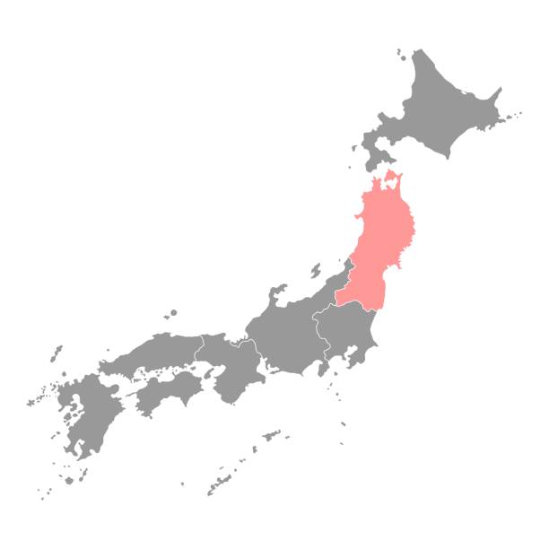 illustrations, cliparts, dessins animés et icônes de carte du tohoku, région du japon. illustration vectorielle - tohoku region