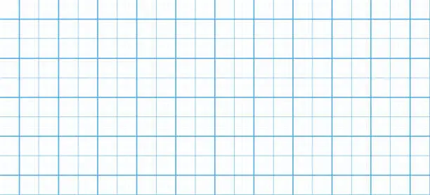 Vector illustration of Blue millimeter graph paper grid background. Seamless pattern math paper texture. Desigh for rchitect plan, school project. Vector illustration
