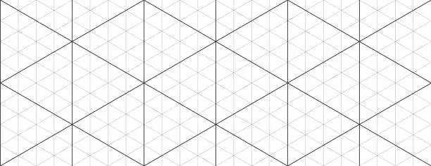 Vector illustration of Black isometric grid graph paper background. Seamless pattern guide background. Desigh for engineering or mechanical layout drawing. Vector illustration