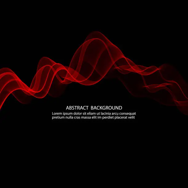 Vector illustration of Abstract red wave transparent horizontal wave lines