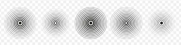 Vector illustration of Sonar sound wave. Signal concentric circle. vibrations radial signal. Vector isolated illustration