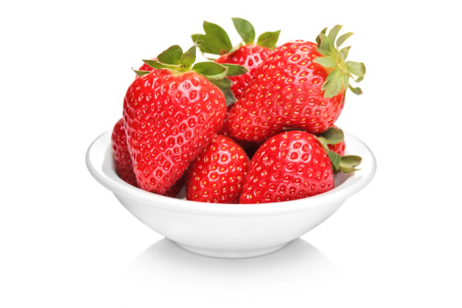 Bowl with bunch of strawberries