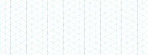 Vector illustration of Blue isometric grid graph paper background. Seamless pattern guide background. Desigh for engineering or mechanical layout drawing. Vector illustration