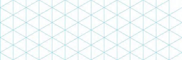 Vector illustration of Blue isometric grid graph paper background. Seamless pattern guide background. Desigh for engineering or mechanical layout drawing. Vector illustration