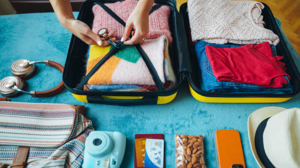 istock Woman packing suitcase for travel 1470459275