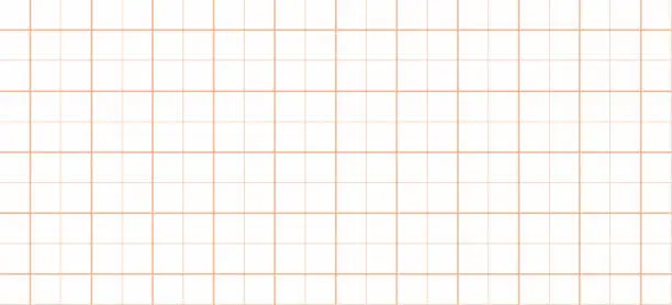 Vector illustration of Orange millimeter graph paper grid background. Seamless pattern math paper texture. Desigh for rchitect plan, school project. Vector illustration
