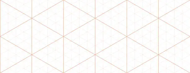 Vector illustration of Orange isometric grid graph paper background. Seamless pattern guide background. Desigh for engineering or mechanical layout drawing. Vector illustration