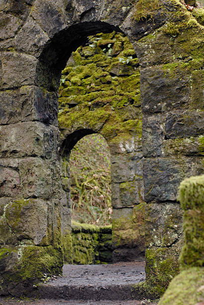 Moss Covered Stone Ruins stock photo