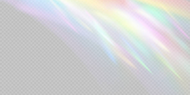 Rainbow light prism effect, transparent background. Hologram reflection, crystal flare leak shadow overlay. Vector illustration of abstract blurred iridescent light backdrop. vector art illustration