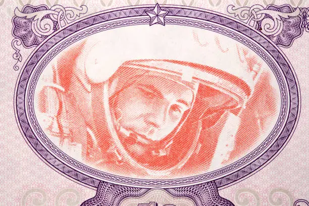 Photo of Yuri Gagarin a portrait from money