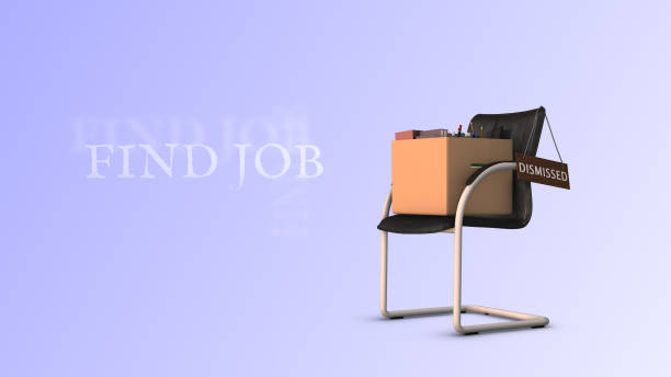istock Dismissed. business chair with box with office things 1470464539