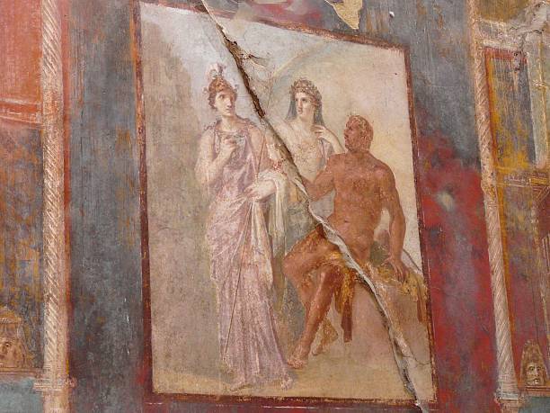 istock Ancient painted wall fresco at Herculaneum, Italy 147046461