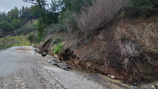 istock Damaged road in mountain 1470465835