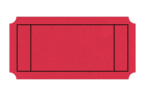 Red ticket isolated with paper texture for mockups