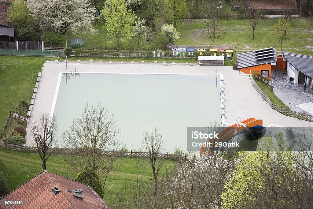 Pool in spring A open air bath Building Exterior Stock Photo