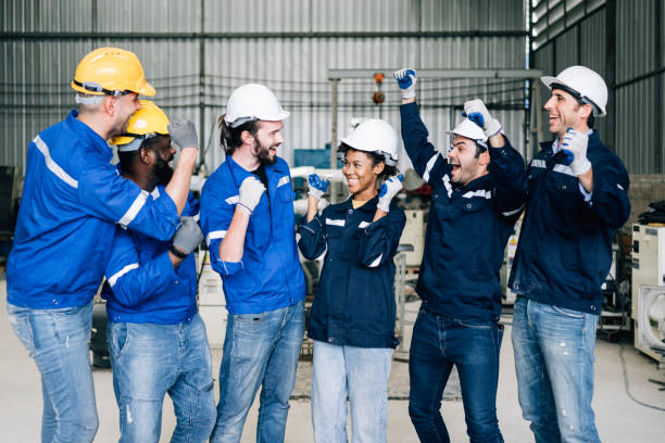 istock Group of successful worker at factory 1470467751
