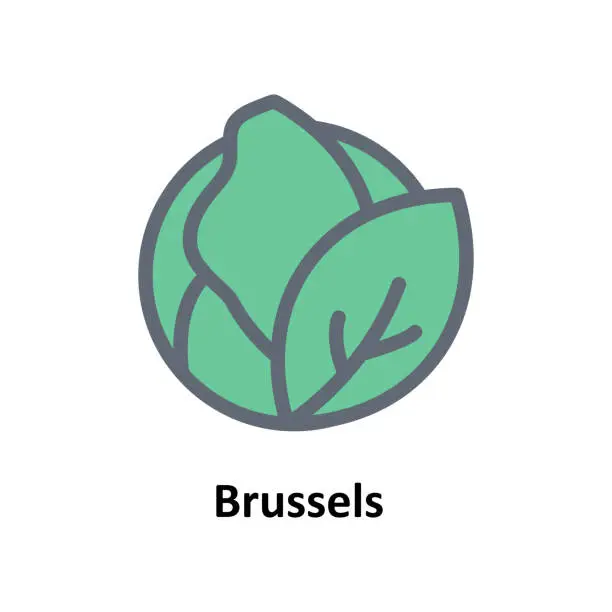 Vector illustration of Brussels Vector Fill outline Icons. Simple stock illustration stock