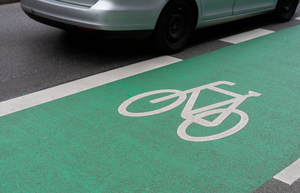 istock High Angle View Of Bicycle Lane On Road 1470469678