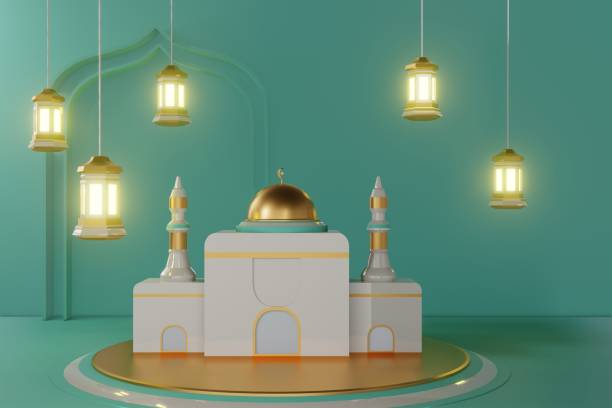 istock Mock up islamic ornament background, 3d render, 3d illustration 1470471224