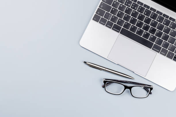 istock Top view business office desk 1470471380