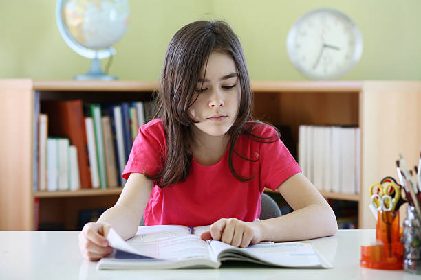 istock Girl learning at home 147047468