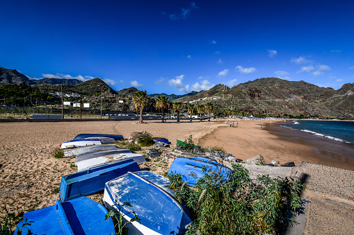 Obsolete Boats On Beach At Santa Cruz De Tenerife, Gran Ganaria, Spain
