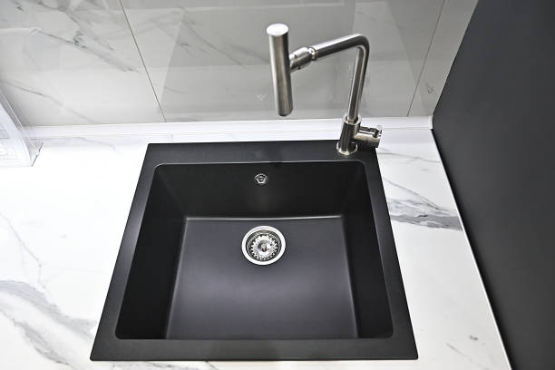 istock Kitchen water mixer. Water tap made of chrome material 1470480018