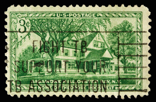 A 1953 issued 3 cent United States postage stamp showing Sagamore Hill.