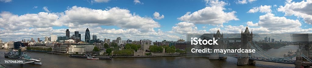 Panorama with Tower Bridge, the City and HMS Belfast Panorama with Tower Bridge, City of London and HMS Belfast taken from the Mayor's offices Architecture Stock Photo