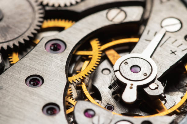 istock Clockwork swiss vintage watch close up macro 1470485809