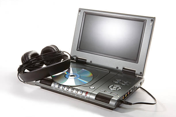 DVD player with headphones stock photo