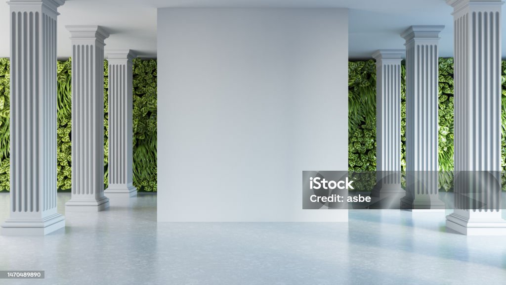 Column Less Wall Empty White Wall And Columns With Vertical Garden Stock Photo ...