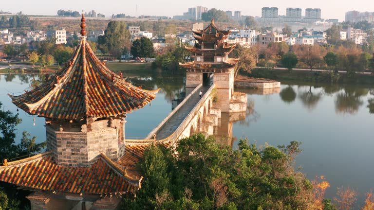 Chinese traditional 17-hole bridge in Jianshui,Yunnan,China.