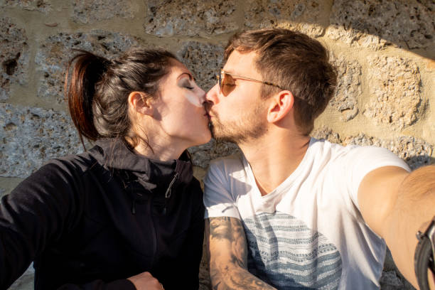 istock Young couple taking selfie in Florence, Tuscany 1470493065