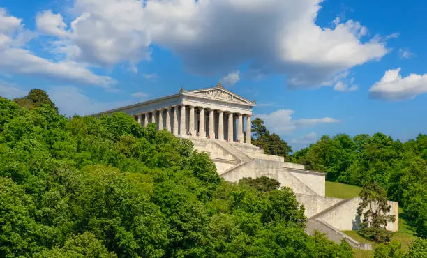 Exterior view of Walhalla, a memorial to famous people in Bavaria (built in the early 1840s).
The Valhalla can be reached by excursion boat from Regensburg in a short time.