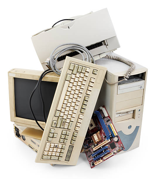istock Pile of discarded old computer equipment 147049618