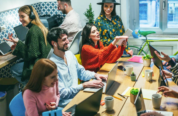 istock Young multiracial people working inside school library - Focus on center girl face 1470496213