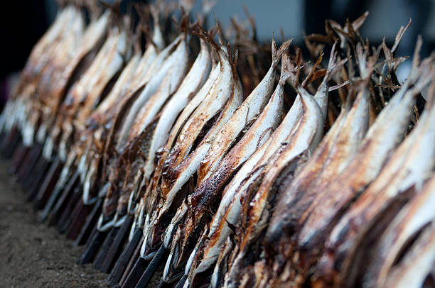 gegrillter fisch (steckerlfisch) in der münchner oktoberfest - pretzel oktoberfest german culture german cuisine stock-fotos und bilder